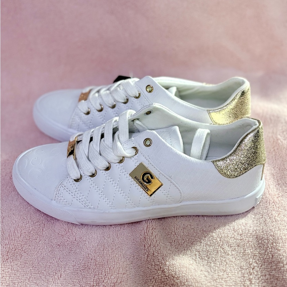 Gold & White Women's GUESS Sneakers